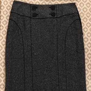 Black Tweed Midi-Skirt